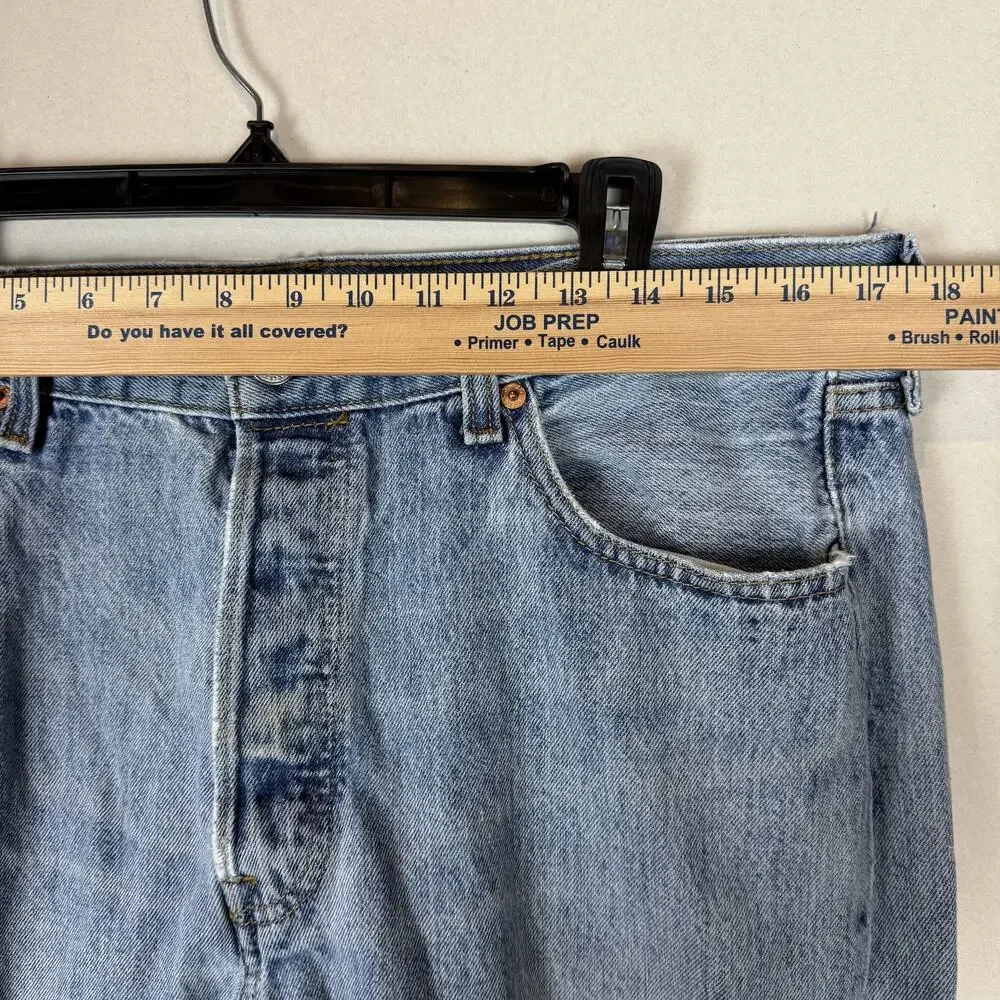 Levi's‎ 501 Jeans Men 34x29 Blue Distress Stonewash Button-Fly Mid-Rise Straight